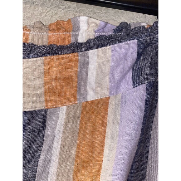 linen boho open side Button High waist Wide Leg Striped lagen Pants Large sexy - Picture 5 of 11